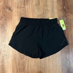 Black Mid-Rise Run Shorts 3"